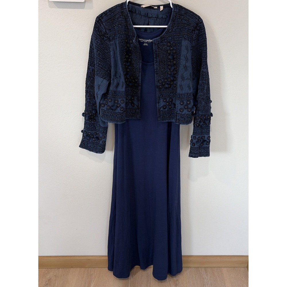 Soft‎ Surroundings Theodora Bolero Jacket & Dress Women's  M/L Embroidered